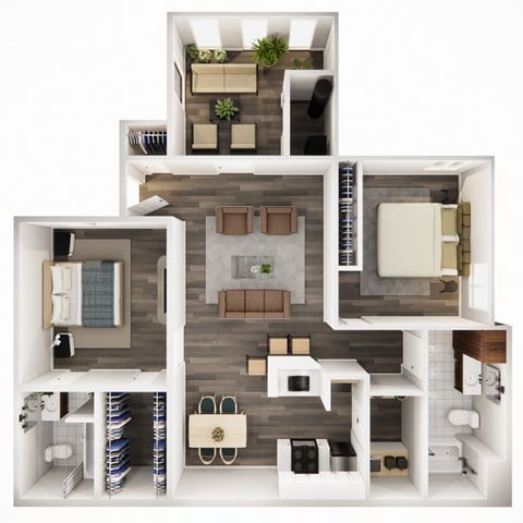 Floor plan for 2 beds, 2 baths, 1180 sqft